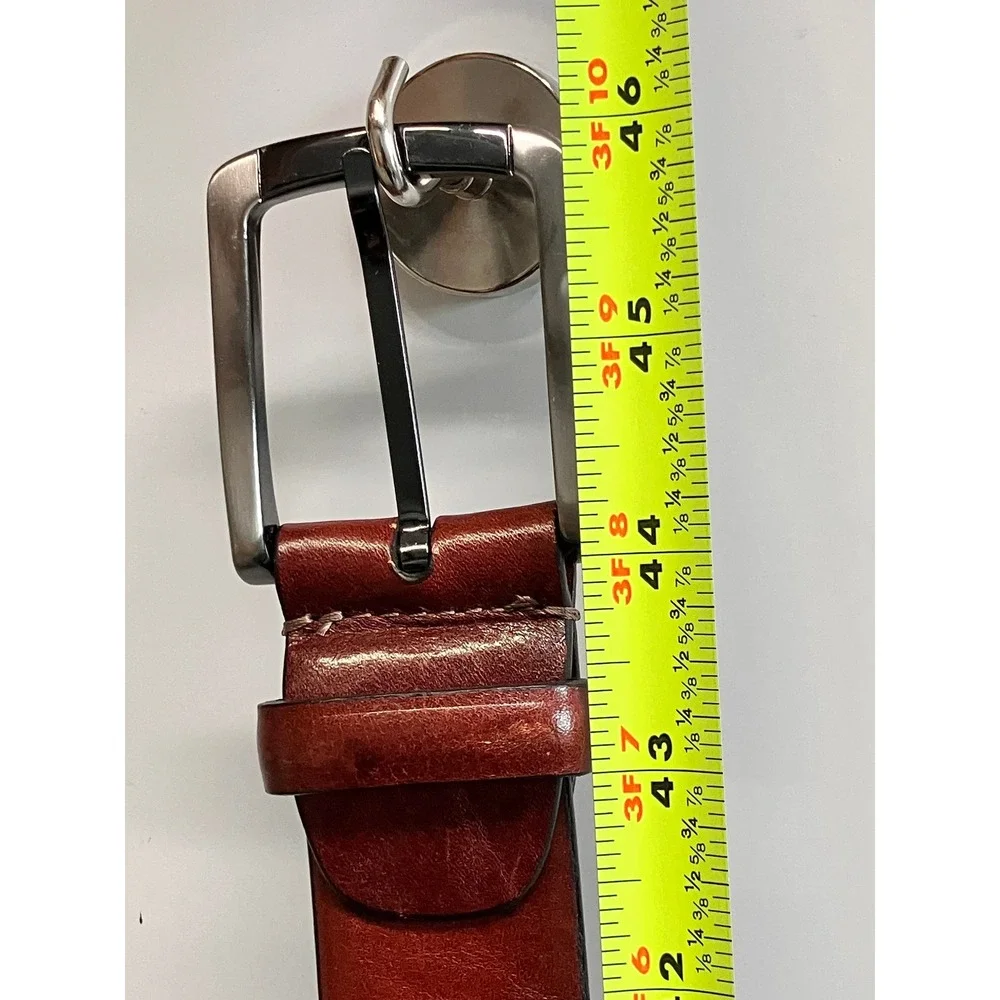 Bosca Mens Brown Full Grain Hand Stained Leather Belt Made in Italy 40 Inch